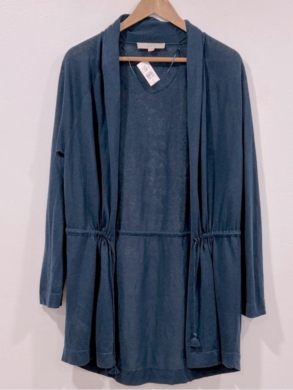 LOFT Linen Blend Open Front Lightweight Cardigan, Size M, NWT
